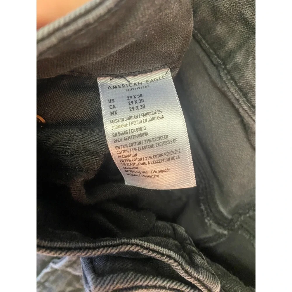 American Eagle AirFlex+ Jeans Mens 29x30 Black Slim Straight Stretch Denim